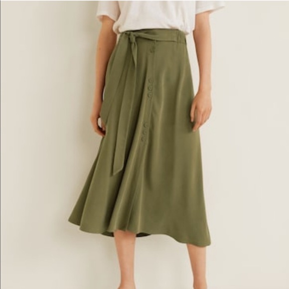 NWT Khaki button down Mango Skirt - Picture 1 of 4